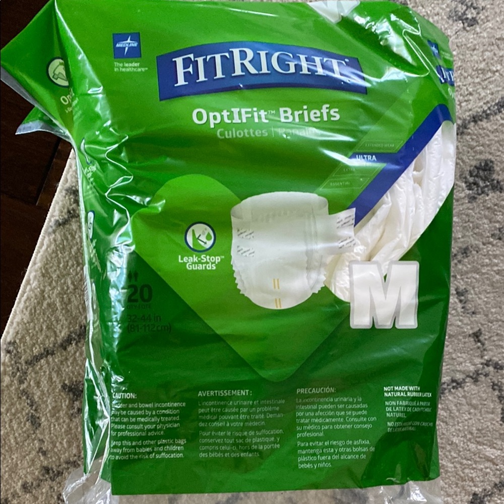 Medline OptiFit Briefs Ultra - Green and White Size Medium